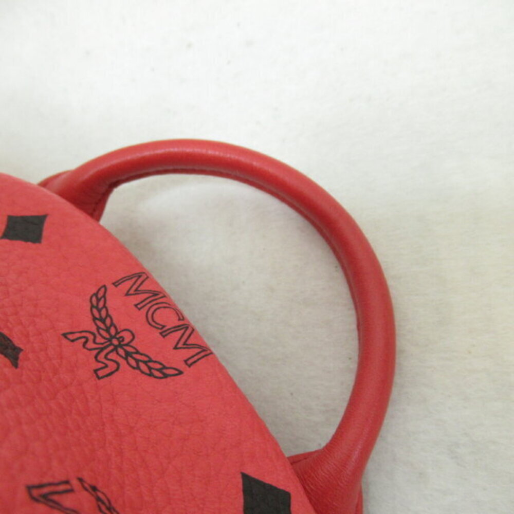 Mcm Rucksack Backpack Leather Backpack Studs Red … - image 8